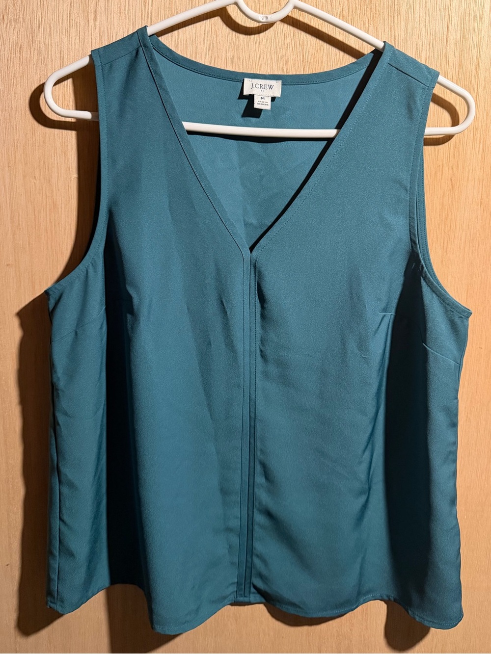 J. Crew Teal Satin V-Neck Sleeveless Camisole